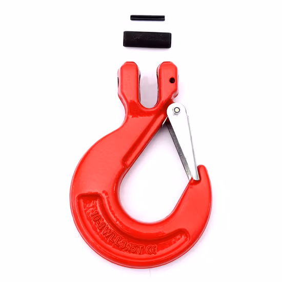 Ganci di presa a forcella di colore rosso G80 ad alta resistenza con chiusura