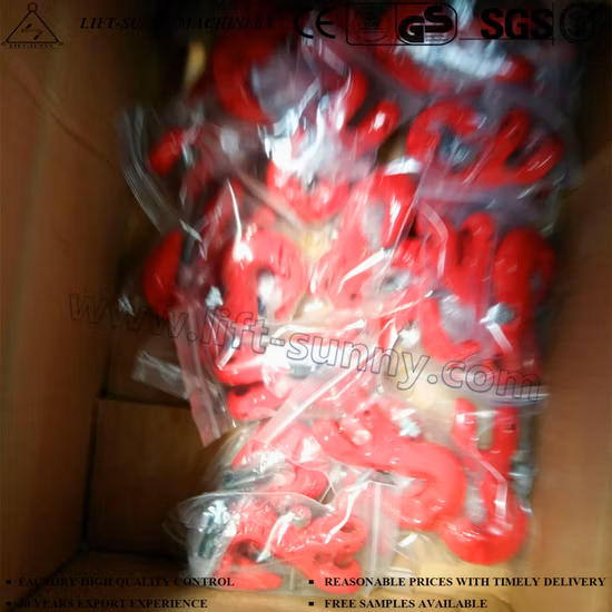 G80 Gancio con forcella con alette e gancio per accorciamento con forcella con perno di sicurezza